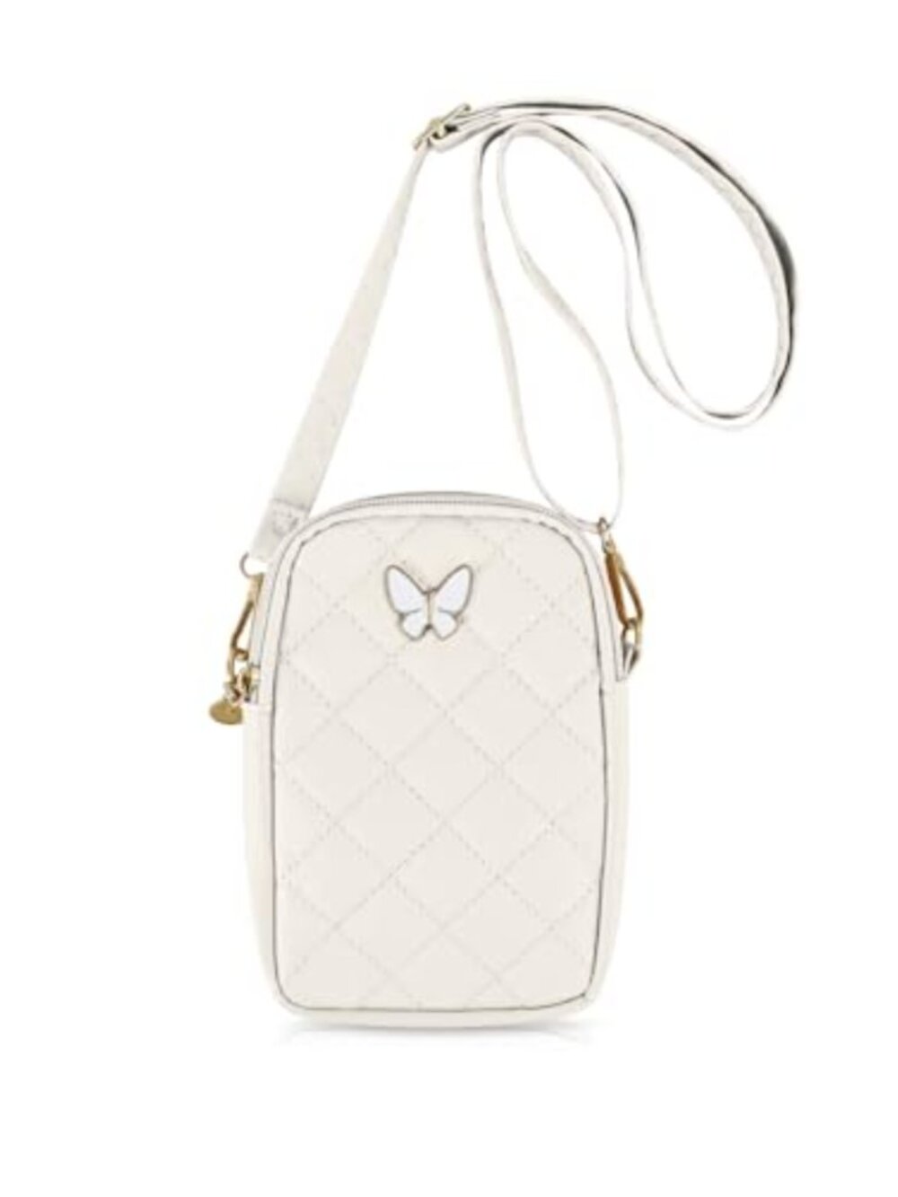 Small PU Leather Crossbody Phone Bag Butterfly Adjustable Strap
